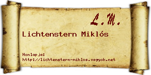 Lichtenstern Miklós névjegykártya